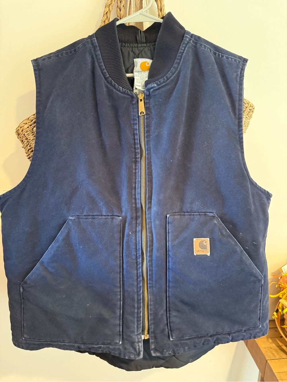 Vintage Carhartt Men’s Navy Blue Duck Work Vest Made in USA